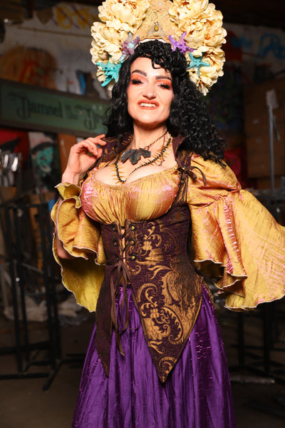 11. Artemis Underbust Corset in Plum & Gold Medallion - The Artemis Collection
