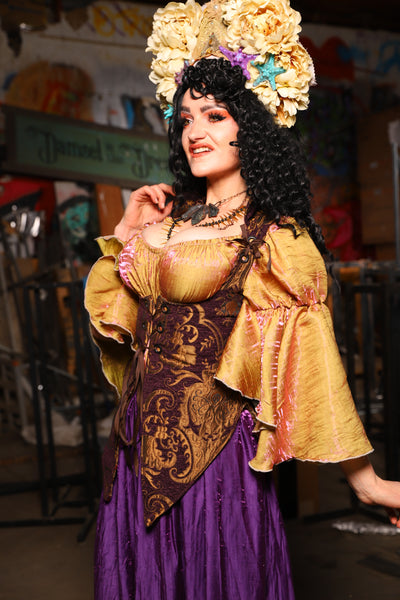 11. Artemis Underbust Corset in Plum & Gold Medallion - The Artemis Collection