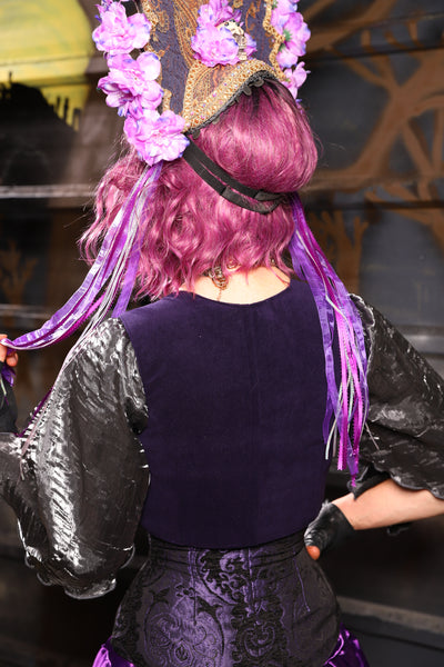 02. Cropped Courtier in Blackberry Jam Velvet *PLEASE order by BUST Measurement, NOT waist!* - THE HEXES, HEMS & HYSTERIA COLLECTION