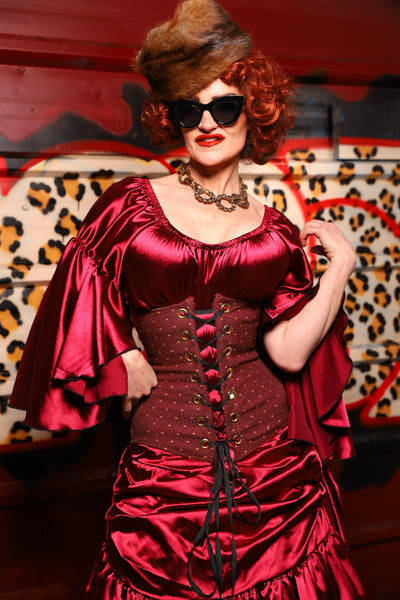 45. Wench Corset in Ruby Dice - The Lipstick and Caviar Collection