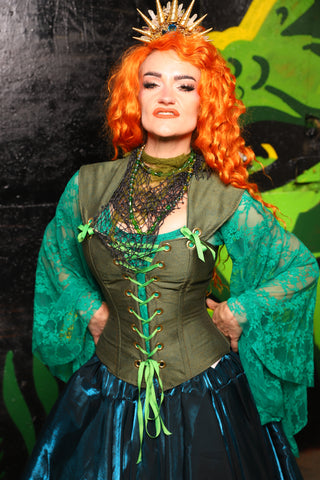 Petite Aurora Corset in Circle Dark Moss - "Siren's Shanties" Collection