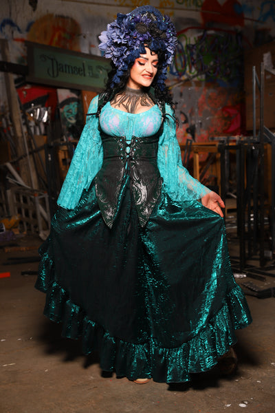 20. Flutterfall Trousers in Emerald Crushed Shimmer - The Artemis Collection