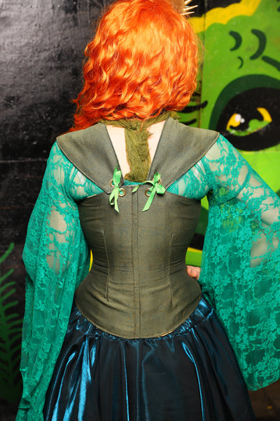 Petite Aurora Corset in Circle Dark Moss - "Siren's Shanties" Collection
