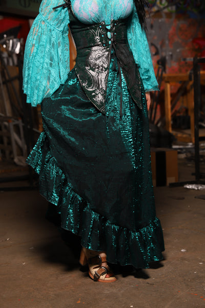20. Flutterfall Trousers in Emerald Crushed Shimmer - The Artemis Collection