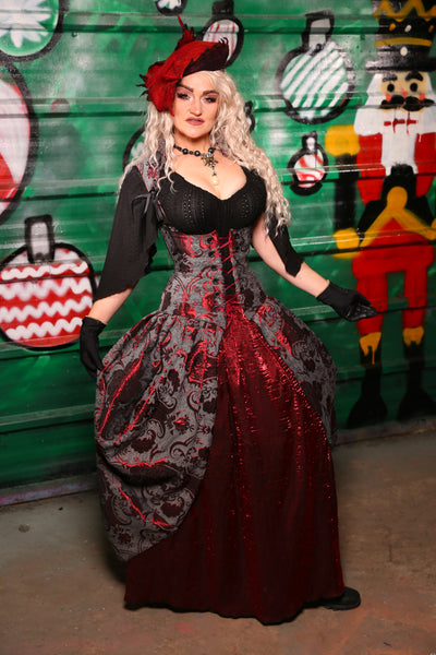 Queenie Corseted Coat with PETITE Vixen Base in Bloodstone - The "Belsnickel's Beauty" Collection