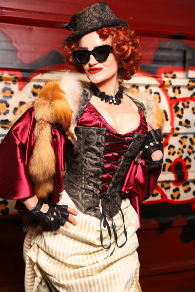 13. Elizabethan Corset in Smoke & Brass - The Lipstick and Caviar Collection