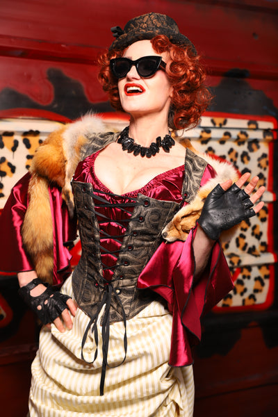 13. Elizabethan Corset in Smoke & Brass - The Lipstick and Caviar Collection