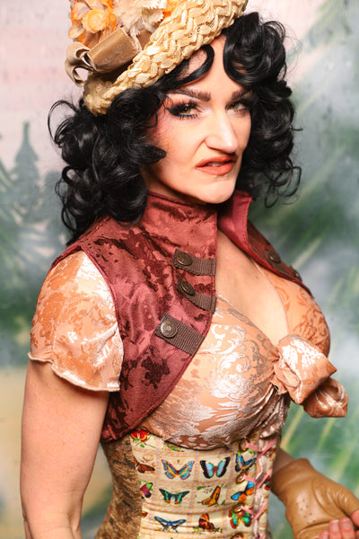 Sgt Pepper Vest in Cranberry Log Jacquard - Day 9 of 12 Days of Damsel Christmas 2025