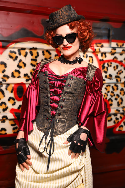 13. Elizabethan Corset in Smoke & Brass - The Lipstick and Caviar Collection