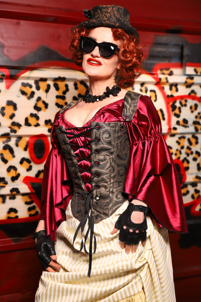 13. Elizabethan Corset in Smoke & Brass - The Lipstick and Caviar Collection