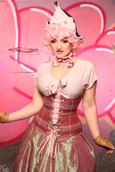 Wench Corset in Strawberries & Cream Plaid #56 - The Scrumptious Collection