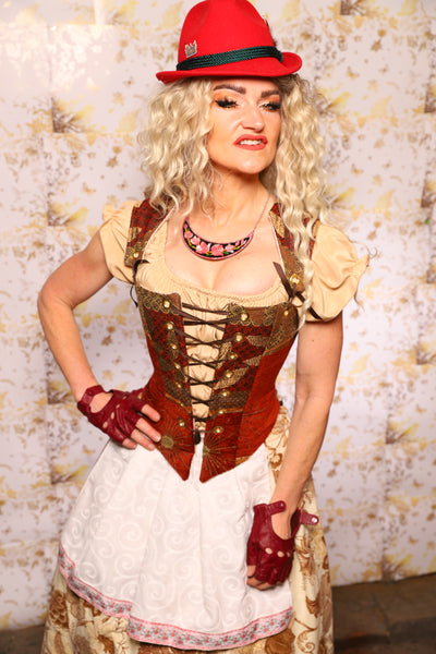 12. Oktoberfest Set #12: Elizabethan Corset + Hobbit Tulip Skirt + Apron *blouse sold separately* - Oktoberfest Sets Collection
