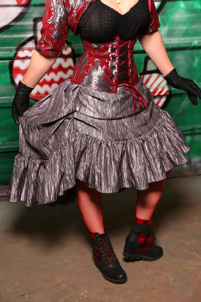 Swoon Skirt w/ Ruffle in Silver Ripple - The "Belsnickel's Beauty" Collection