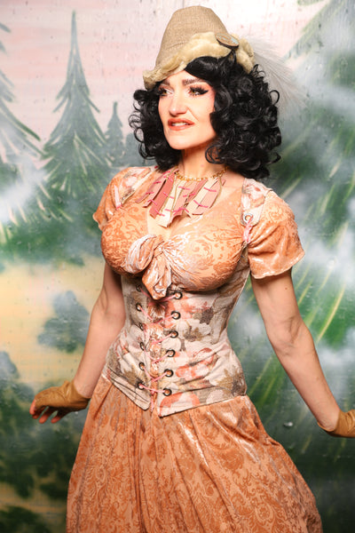 Knotty Blouse in Champagne Damask Burnout Stretch Velvet - Day 9 of 12 Days of Damsel Christmas