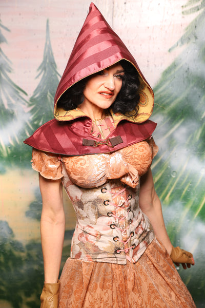 Traveler's Hood in Mauve Matte & Satin Stripe - Day 9 of 12 Days of Damsel Christmas 2025