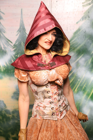 Traveler's Hood in Mauve Matte & Satin Stripe - Day 9 of 12 Days of Damsel Christmas 2025