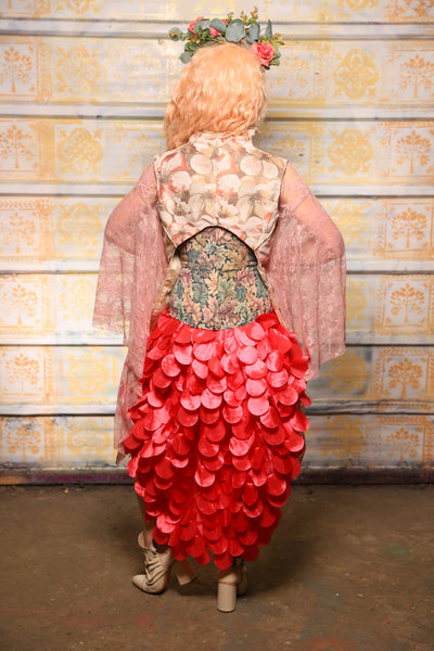 Swoon Skirt w/ruffle in Coral Petals - The "Peony Petals" Collection