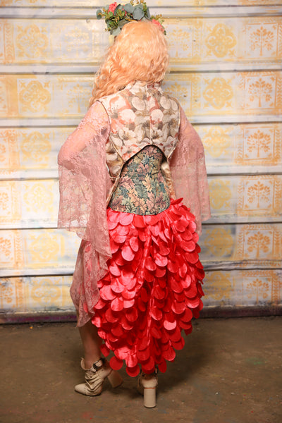 Swoon Skirt w/ruffle in Coral Petals - The "Peony Petals" Collection