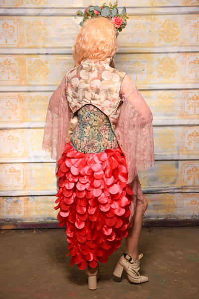 Swoon Skirt w/ruffle in Coral Petals - The "Peony Petals" Collection