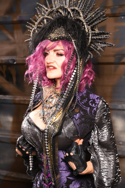 11. Sgt. Pepper Vest in Black & Purple Medallion - THE HEXES, HEMS & HYSTERIA COLLECTION