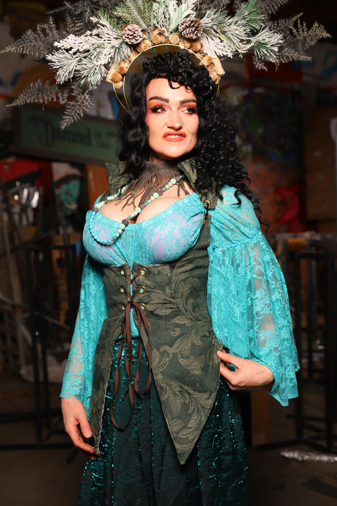 Artemis Underbust Corset in Forest Scroll