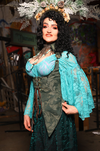 07. Artemis Underbust Corset in Forest Scroll - The Artemis Collection