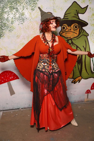 Tulip Skirt in Coral Satin - Spooky Saturday Part 3