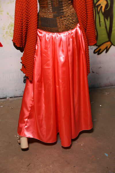 Tulip Skirt in Coral Satin - Spooky Saturday Part 3
