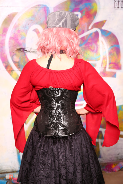 43-Wench Corset in Silver & Black Medallion - The Conversation Hearts Collection