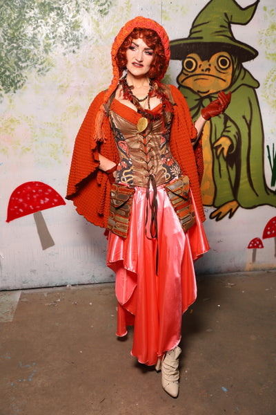 Cresent Skirt in Coral Satin - Spooky Saturday Part 3