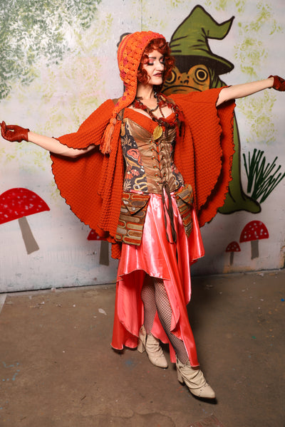 Cresent Skirt in Coral Satin - Spooky Saturday Part 3