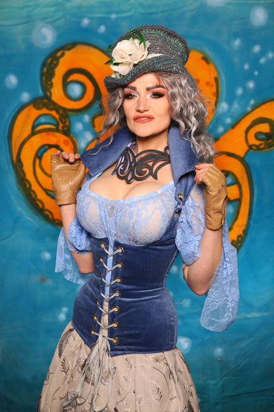 Keyhole Corset in Periwinkle Velvet - The "Wanders & Wayfinders" Collection