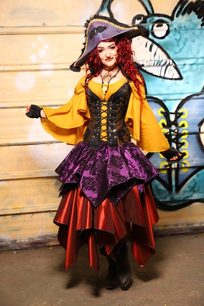 24. Mini Fairy Skirt in Royal Plum & Black Filigree - The Bucc Stops Here! Collection