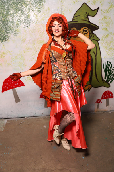Cresent Skirt in Coral Satin - Spooky Saturday Part 3