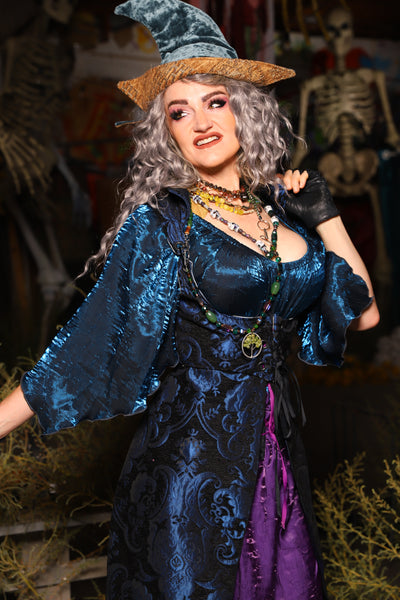 Classic Blouse w/Leaf Sleeves in Dark Sapphire Crushed Shimmer - The Prismatic Potion Collection