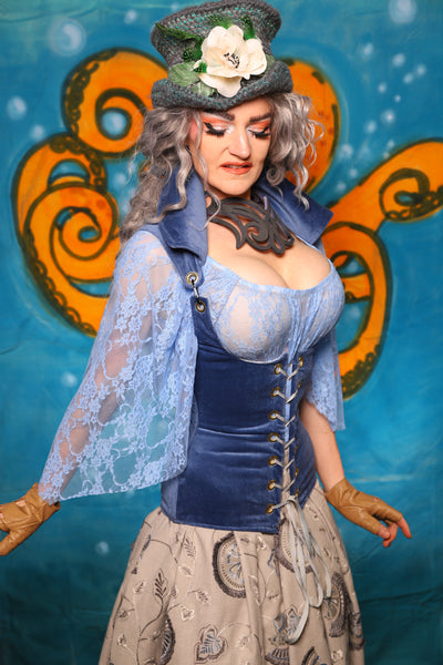 Keyhole Corset in Periwinkle Velvet - The "Wanders & Wayfinders" Collection
