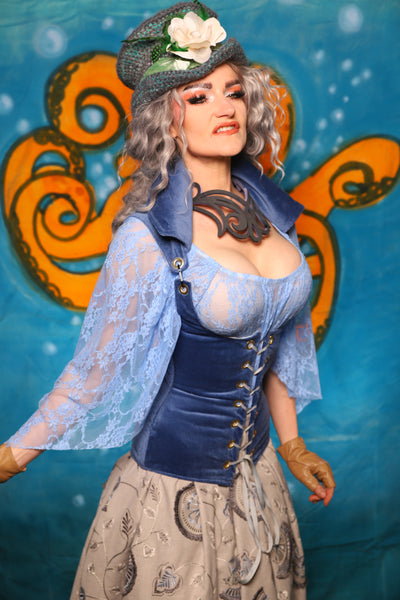 Keyhole Corset in Periwinkle Velvet - The "Wanders & Wayfinders" Collection