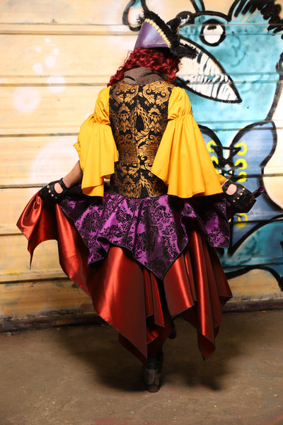 24. Mini Fairy Skirt in Royal Plum & Black Filigree - The Bucc Stops Here! Collection