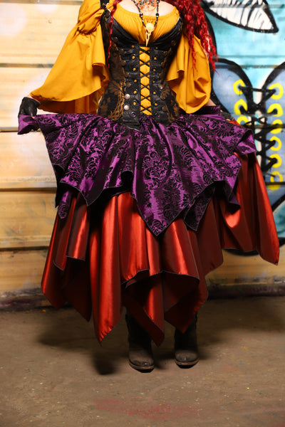 24. Mini Fairy Skirt in Royal Plum & Black Filigree - The Bucc Stops Here! Collection