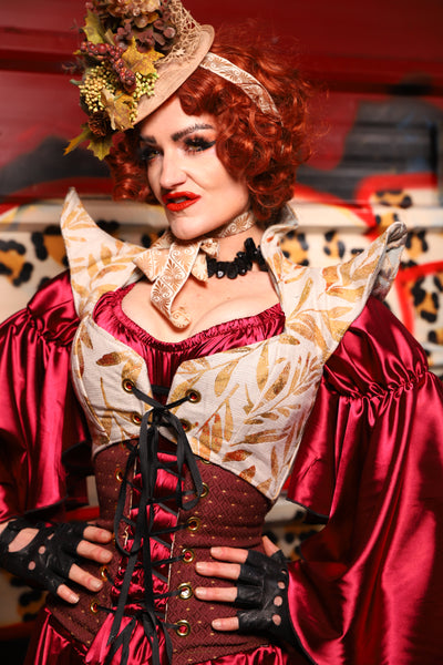 10. Cropped Faerie Corset in Cream & Golden Leave - The Lipstick and Caviar Collection