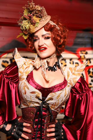 10. Cropped Faerie Corset in Cream & Golden Leave - The Lipstick and Caviar Collection