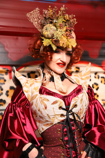 10. Cropped Faerie Corset in Cream & Golden Leave - The Lipstick and Caviar Collection