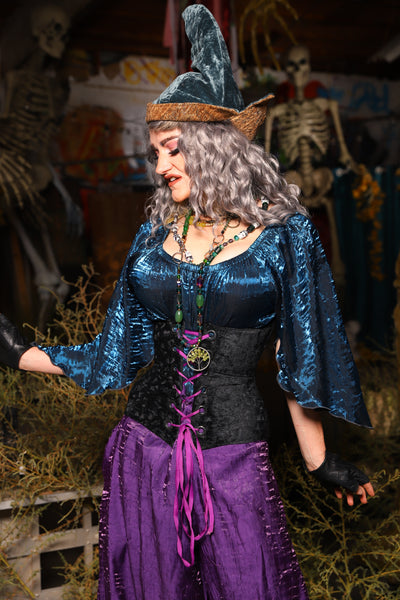Classic Blouse w/Leaf Sleeves in Dark Sapphire Crushed Shimmer - The Prismatic Potion Collection