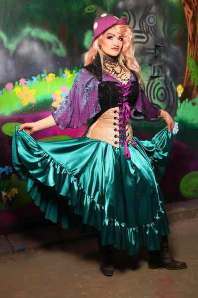 Salsa Skirt in Bright Teal Satin - The Lost & Spellbound Collection