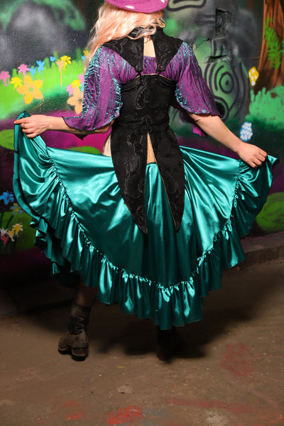 Salsa Skirt in Bright Teal Satin - The Lost & Spellbound Collection