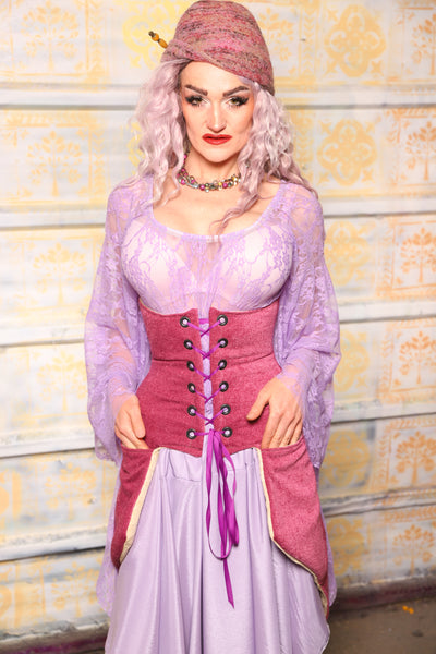 Petite Siren Corset w/ Pockets in Pomegranate Upholstery - "Woke Up & Chose Violets" Collection