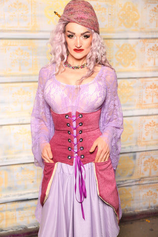 Petite Siren Corset w/ Pockets in Pomegranate Upholstery - "Woke Up & Chose Violets" Collection
