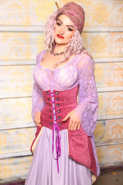Petite Siren Corset w/ Pockets in Pomegranate Upholstery - "Woke Up & Chose Violets" Collection
