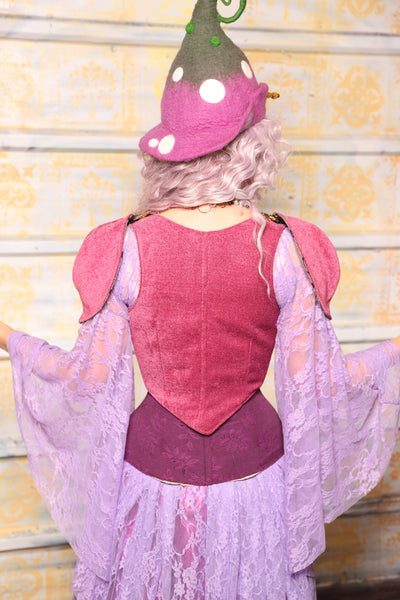 Cropped Vixen w/Detachable Pauldron Shoulders in Pomegranate Upholstery - "Woke Up & Chose Violets" Collection