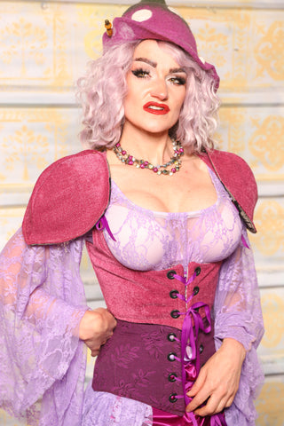 Cropped Vixen w/Detachable Pauldron Shoulders in Pomegranate Upholstery - "Woke Up & Chose Violets" Collection